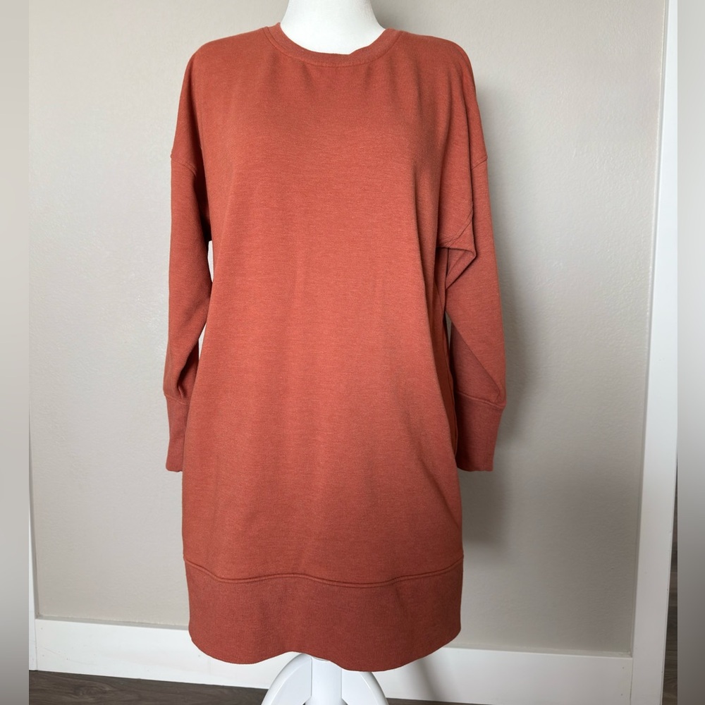 Eddie Bauer Relaxed Fit Sweatshirt Dress –Rust Terra Cotta (Large)